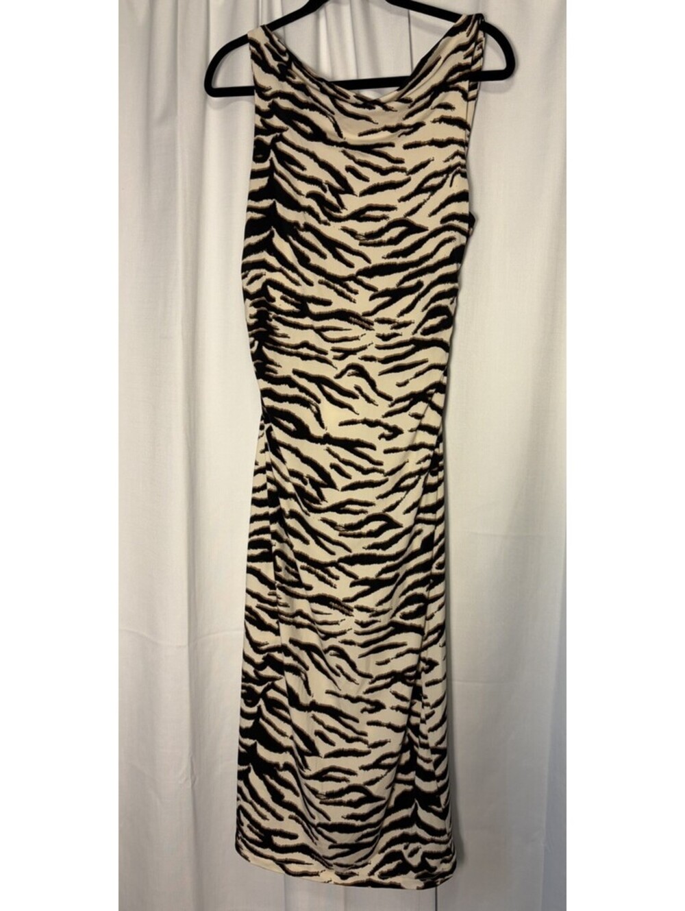 NWT H&M Cheetah Zebra Stripe Jersey Stretch Backless Midi Bodycon dress Medium